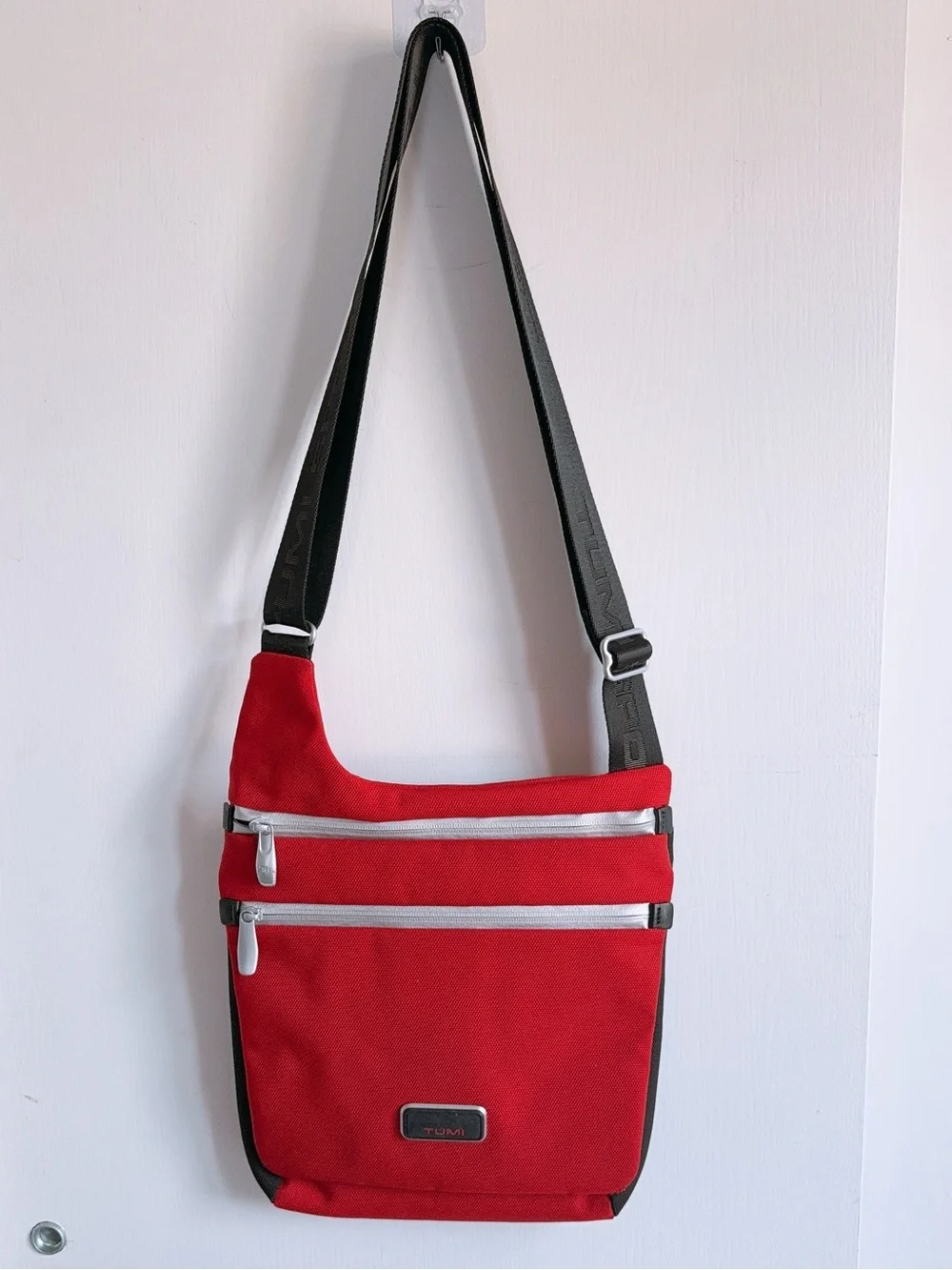 Tumi Red Synthetic Crossbody Messenger Bag